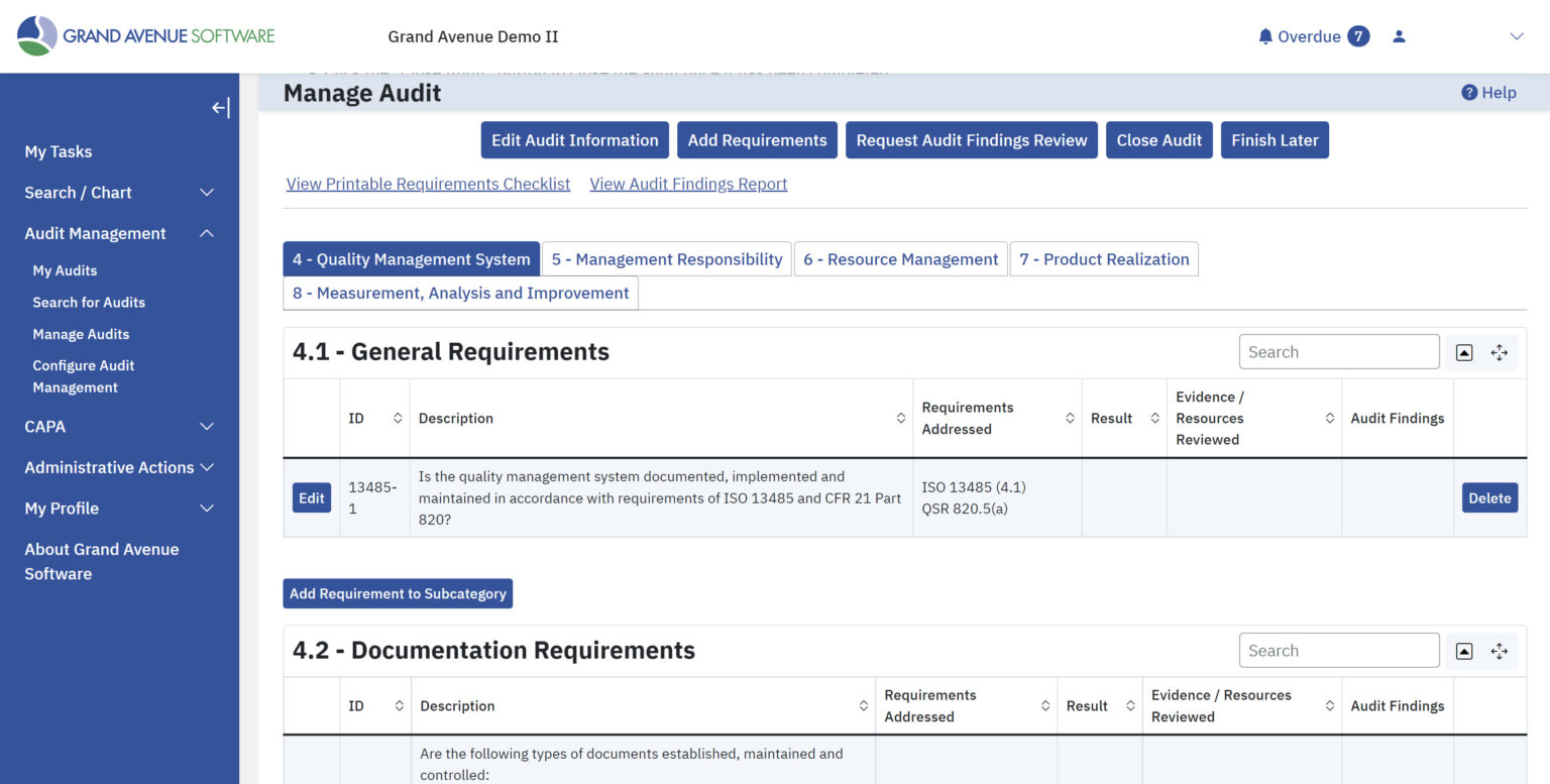 Audit Management Grand Avenue Software Inc.