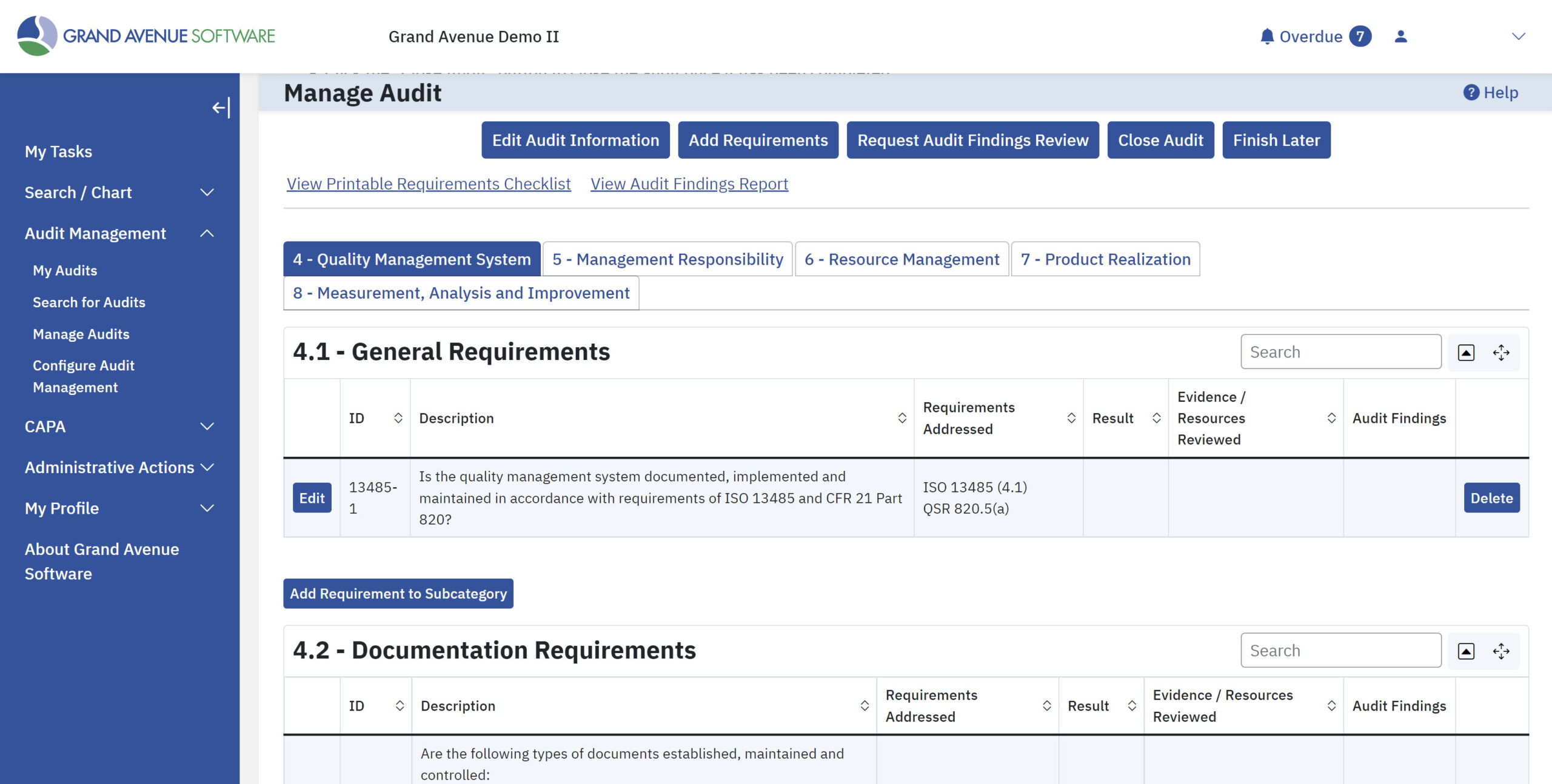 Grand Avenue Software - Manage Audit