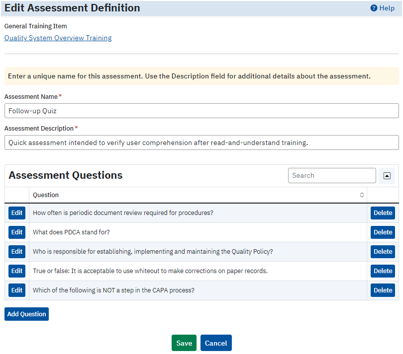 Grand Avenue Software - Training Assessment